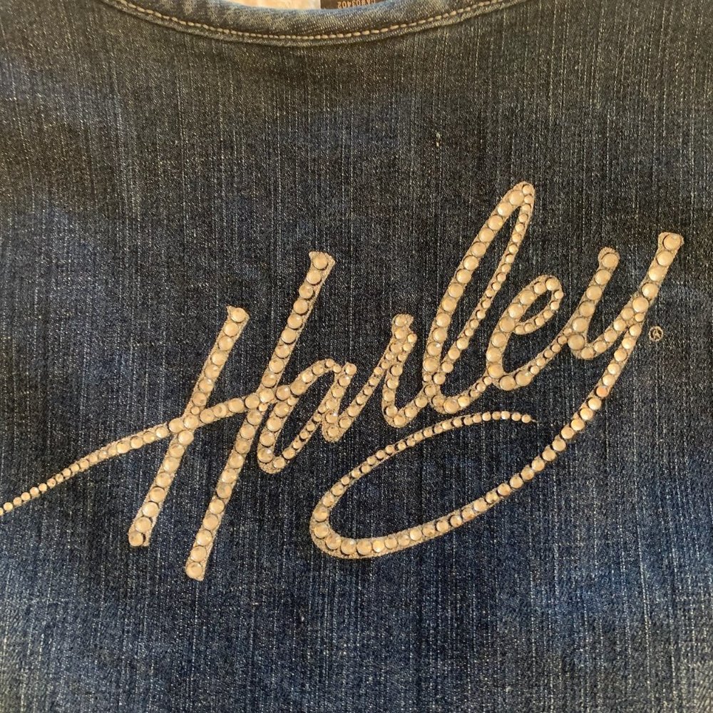 Harley Davidson Biker Chick Rhinestone lace up vest